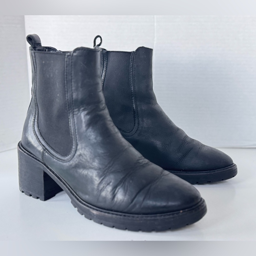 Thursday Boot Co. Everyday Matte Black High Heel Lug-Sole Chelsea Boots Size 8.5